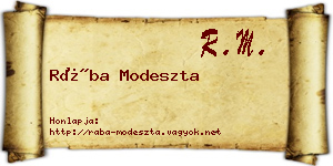Rába Modeszta névjegykártya